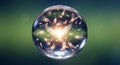 Futuristic Microorganisms Inside a Glass Orb with Bright Light Effect Royalty Free Stock Photo