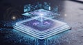 Futuristic Microprocessor on Circuit Board Royalty Free Stock Photo