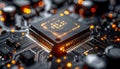 Futuristic Microprocessor Processing Data Royalty Free Stock Photo