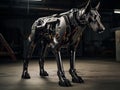 Futuristic military cybernetic robot dog, doberman breed. A dog-like robot. Formidable strength, determination