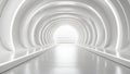 a futuristic, minimalist corridor that is mostly white