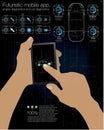 Futuristic Mobile app, engine diagnostics and car diagnostics. Vector illustration.