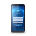 Futuristic mobile app login screen design