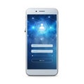 Futuristic mobile app login screen design