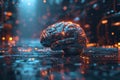 A futuristic model of the human brain connected to a digital network. An illustration of futuristic artificial Royalty Free Stock Photo