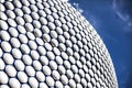 Futuristic modern building exterior cladding at the shopping mall in the centre of Birmingham, England. Blue pins of Royalty Free Stock Photo