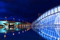 Futuristic modern building night view in the city of Valencia, Spain, Europe