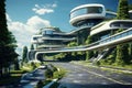 Futuristic Modern building road. Generate Ai Royalty Free Stock Photo