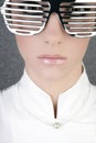 Futuristic modern businesswoman steel glasses