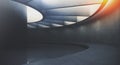 Futuristic and Modern dark interior with empty walls and concret floor. Concept of interior design and architecture. 3d Royalty Free Stock Photo