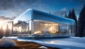 futuristic modern glass house, outdoor living concept, 3D rendering,