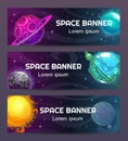 Futuristic modern horizontal space banners set. Cosmic concept.