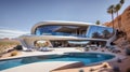 Futuristic modern looking home in the desert southwest