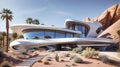 Futuristic modern looking home in the desert southwest