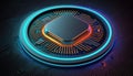 Futuristic modern new computer processor chip colorful neon glowing, CPU model of microprocessor Royalty Free Stock Photo