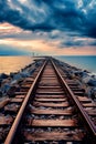 Futuristic modern of railroad tracks, motion Blur