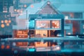Futuristic modern smart home with holographic display connected appliances with wireless Innovation Royalty Free Stock Photo