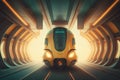 futuristic modern train, monorail fast driving in sci fi tunnel, coridor. Concept of future Royalty Free Stock Photo