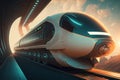 futuristic modern train, monorail fast driving in sci fi tunnel, coridor. Concept of future Royalty Free Stock Photo