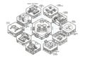 Futuristic modular base design featuring interconnected hexagonal modules. Central hub with control Royalty Free Stock Photo
