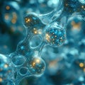 Futuristic Molecular Network with Sparkling Spheres