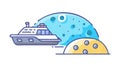 Futuristic Moon Ship, Space Travel and Planetary Exploration vector design Generative AI Royalty Free Stock Photo