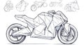 Geometric Motorcycle Sketch - Low Poly Design Concept Art Royalty Free Stock Photo