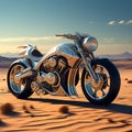 a futuristic motorcycle exploring an otherworldly desert landscape trending on artstation sharp