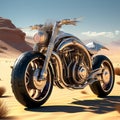 a futuristic motorcycle exploring an otherworldly desert landscape trending on artstation sharp