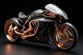 Futuristic motorcycle, travel concept transport, road, freedom and relaxation. AI generative