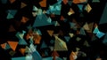 Futuristic multi-colored geometric pyramids randomly move in space. Close-up. 3D. 4K background animation of moving geometric