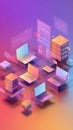 Futuristic Multi-Screen Data Analysis Concept with Isometric 3D Interface Elements Royalty Free Stock Photo