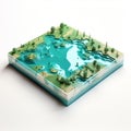 Futuristic Multilayered 3d Lake Map: Clean And Simple Design