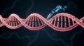 Futuristic nanobot manipulation of DNA structure Royalty Free Stock Photo