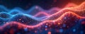 Futuristic nanoscale display shows pulsating light lines. Abstract energy flow with vibrant colors. Optical tech concept.