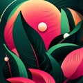 Futuristic Neo-pop Illustration: Enigmatic Tropics With Azalea Leaves