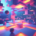 Futuristic neon architecture: a surreal digital landscape