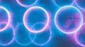Futuristic neon blue brick wall with glowing circles for modern design and aesthetic background Royalty Free Stock Photo