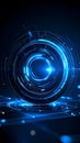 Futuristic Neon Blue Digital Interface Concentric Circle HUD Element Abstract Background Royalty Free Stock Photo