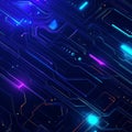 Futuristic neon circuitry with glowing electric patterns