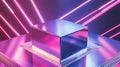 Futuristic Neon Cube with Vibrant Laser Lights Background Royalty Free Stock Photo