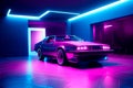 Futuristic neon 3d render car background