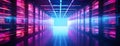 futuristic neon data center server racks Royalty Free Stock Photo