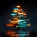 Futuristic Neon Data Structure Abstract Christmas Tree Royalty Free Stock Photo