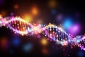 Futuristic Neon DNA Structure - Abstract Technological Background for Science and Genetics