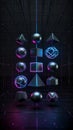 Futuristic Neon Geometric Wallpaper â Symmetrical 3D Abstract Digital Art Background Royalty Free Stock Photo