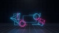Futuristic Neon Geometry on Digital Grid Abstract Tech Background Design Royalty Free Stock Photo