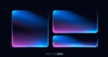 Futuristic neon glow frames with rounded corners. Modern design elements on a dark background. Royalty Free Stock Photo
