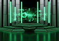 Futuristic Neon Green Tech Stage with Digital Interface Royalty Free Stock Photo