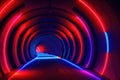 Futuristic Neon Laser Rings of Ultraviolet Fluorescent Light Tunnel - Abstract Background Texture, generative ai Royalty Free Stock Photo